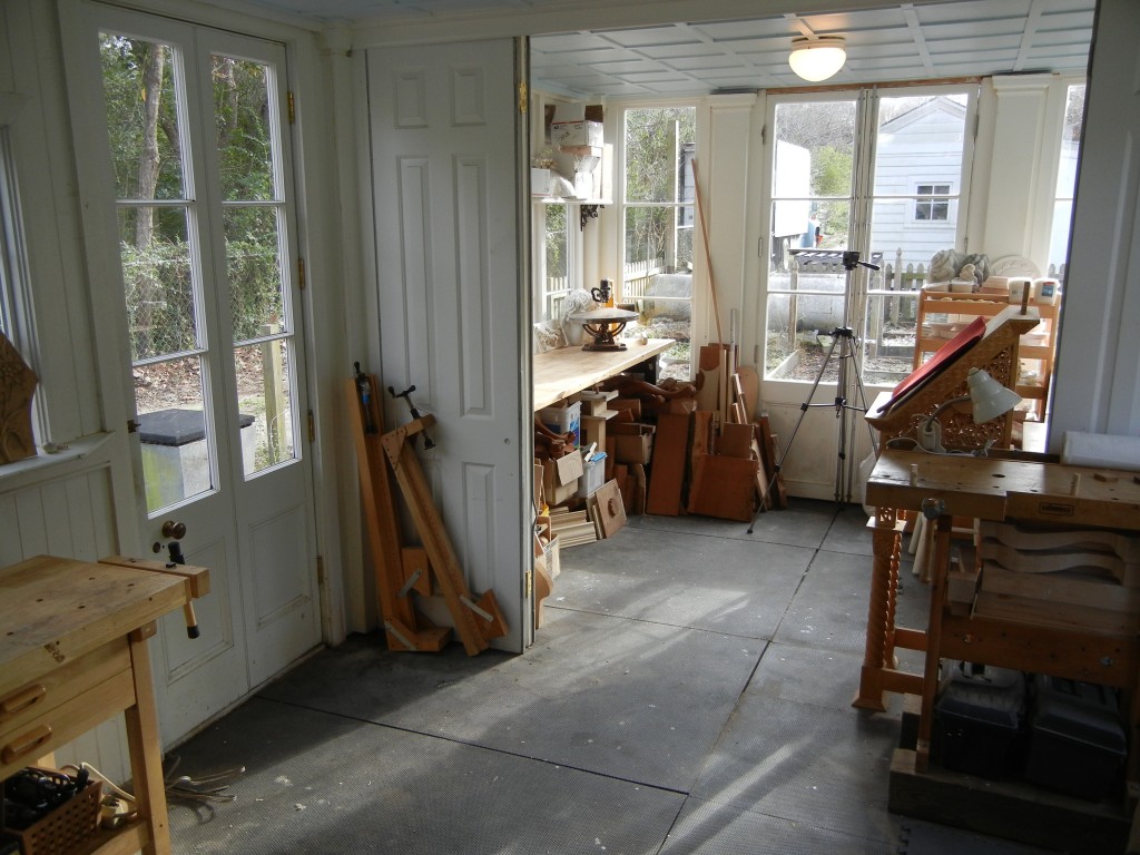 My "center" shop and "casting" room. The fact that you can see the floor is a miracle!