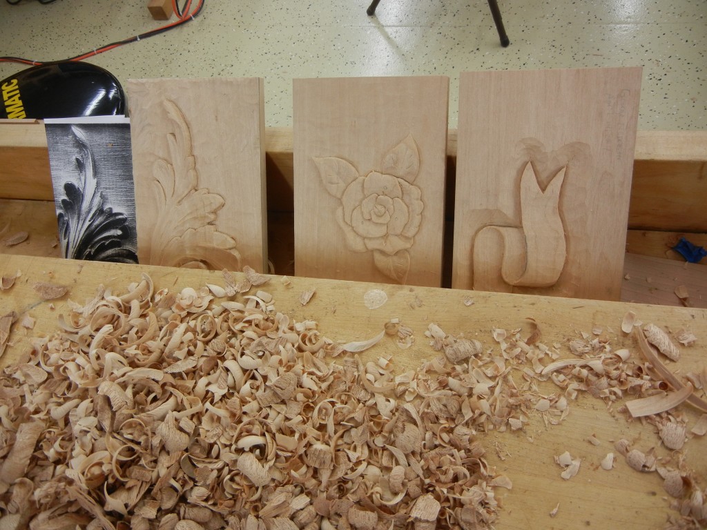 More completed carvings - and LOTS of shavings.
