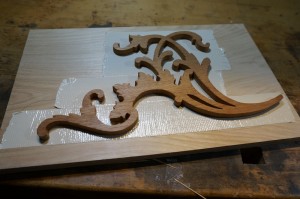 Carving set on double sided tape. 