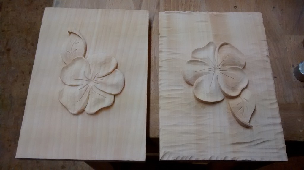 2 different Student version's of carving the "Phlox".