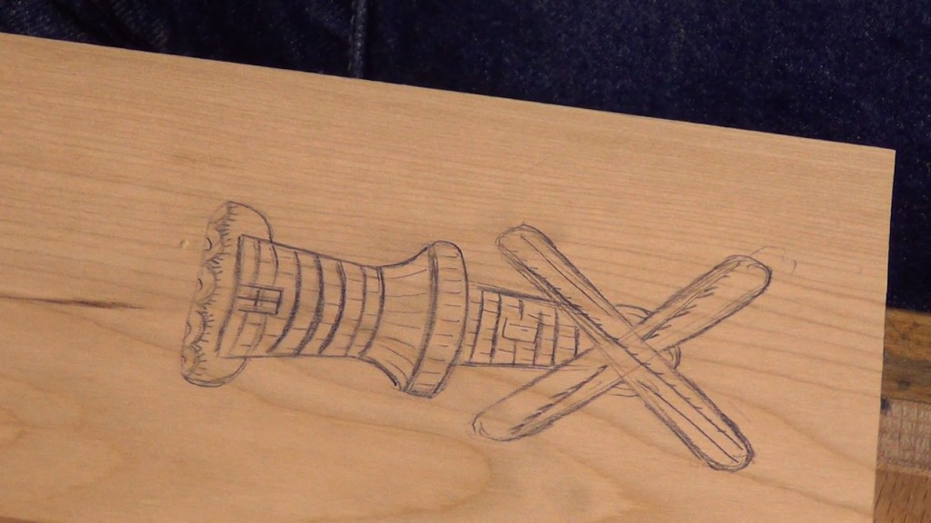 step 1 - Transfer design to wood. The outline only needs to be transferred because the details will be carved away.