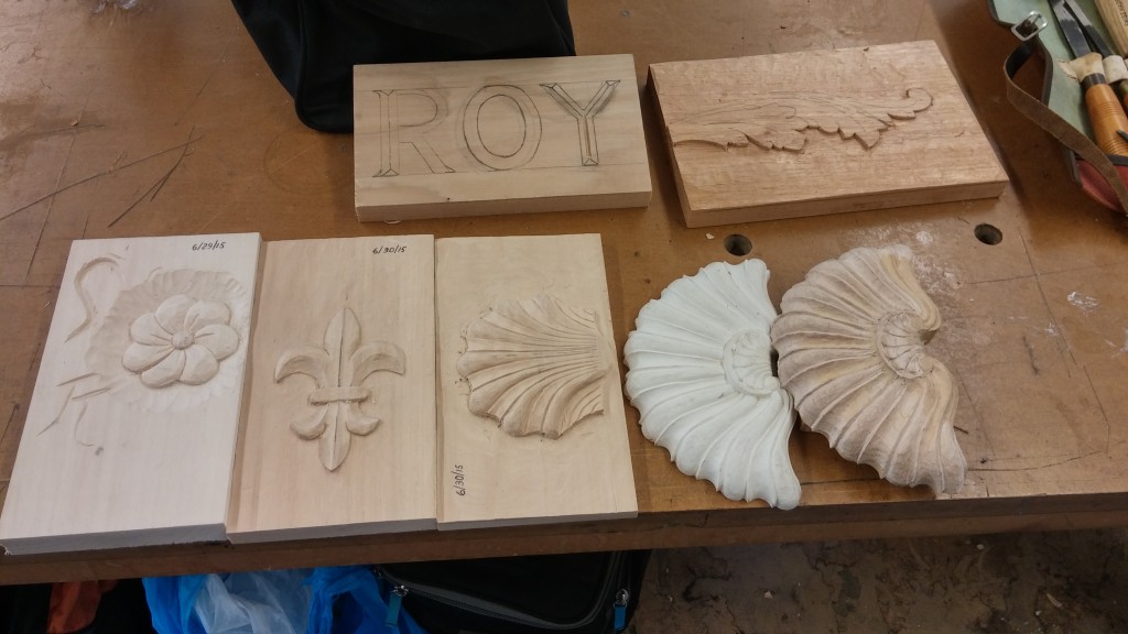Lots of different carvings worked on during the week.