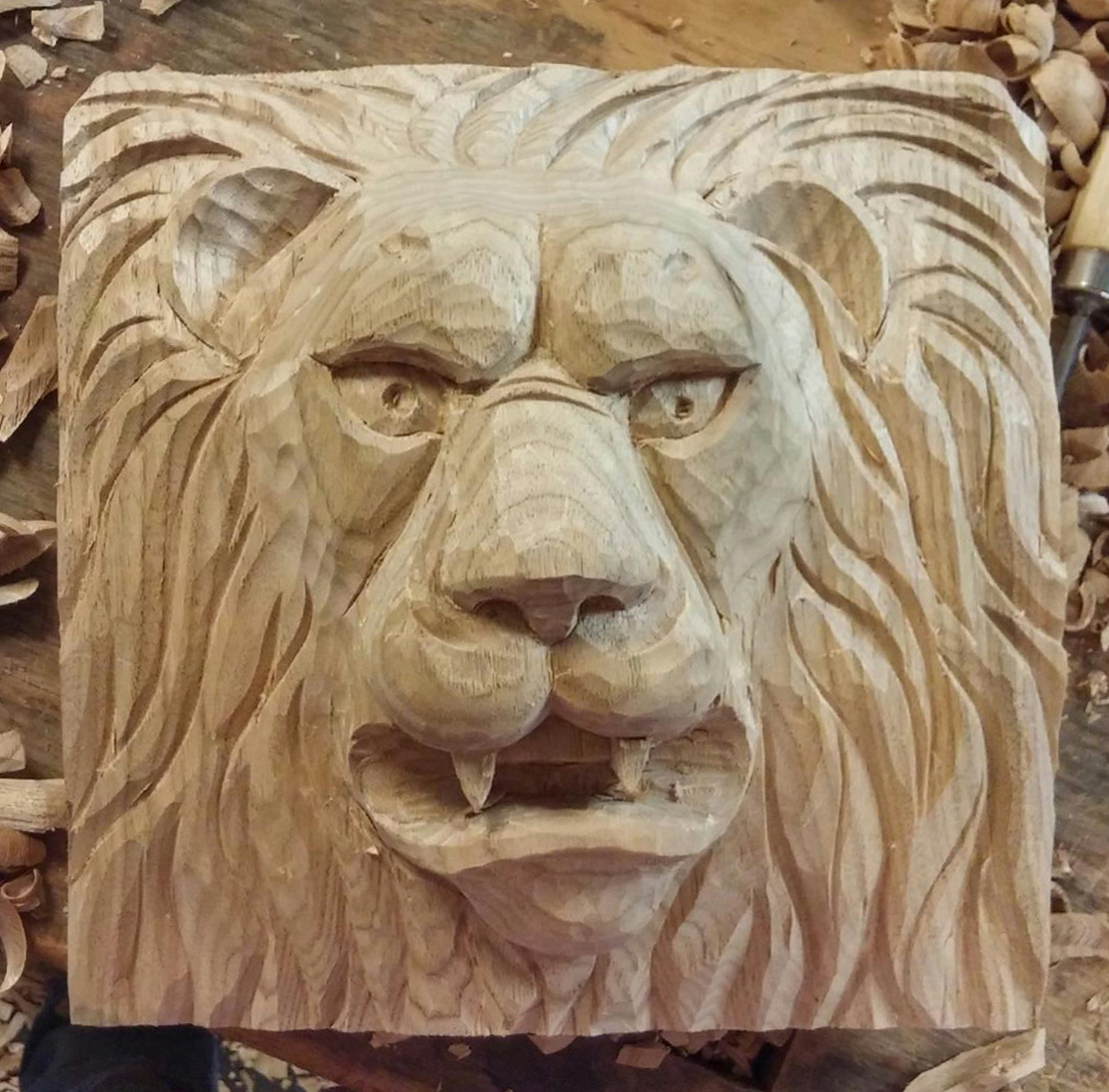 Carving a Lion Head – Mary May's School of Traditional Woodcarving