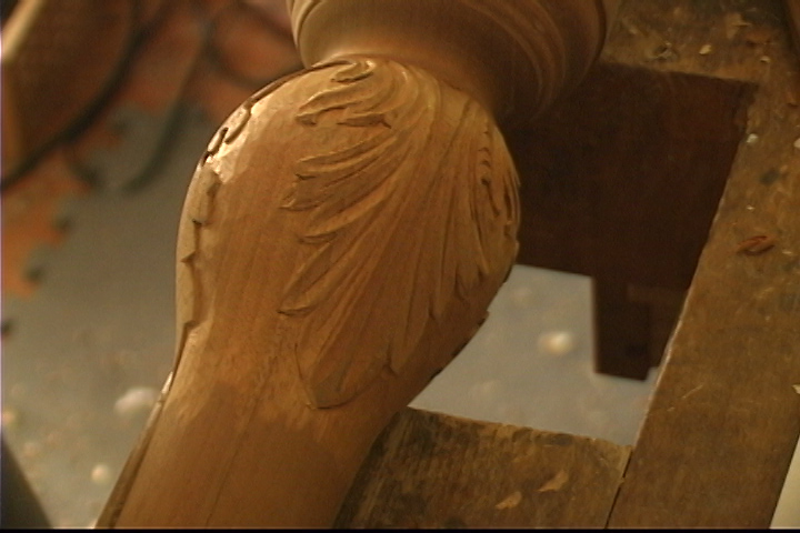 Carving an Acanthus Leaf on a Turned Post