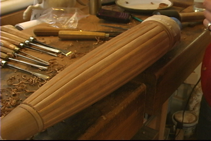 Carving Reeds on a Table Leg